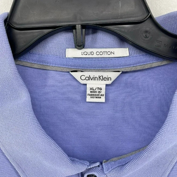 Calvin Klein Polo Shirt Mens XL Indigo Purple Collared Button Front Short Sleeve - Picture 10 of 12
